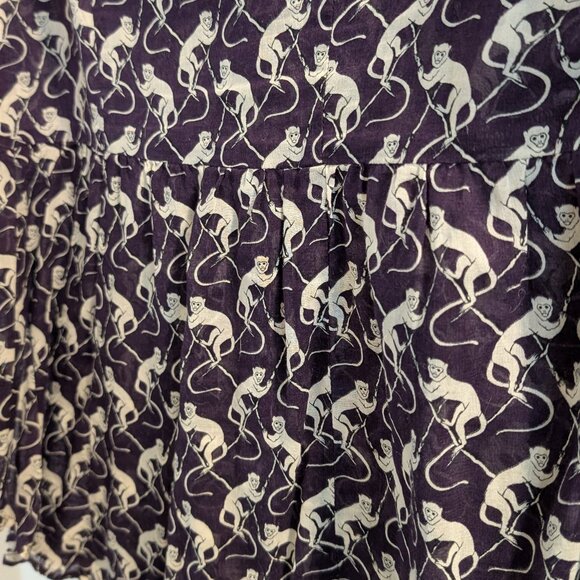 Anthropologie Cotton Button-Up Purple Patterned Blouse - Picture 6 of 8